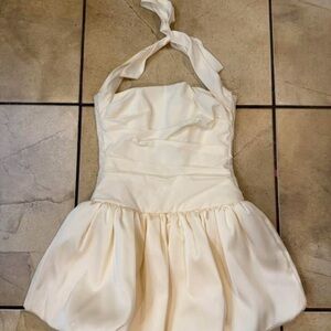 Oh Polly Cream Halter Mini Dress